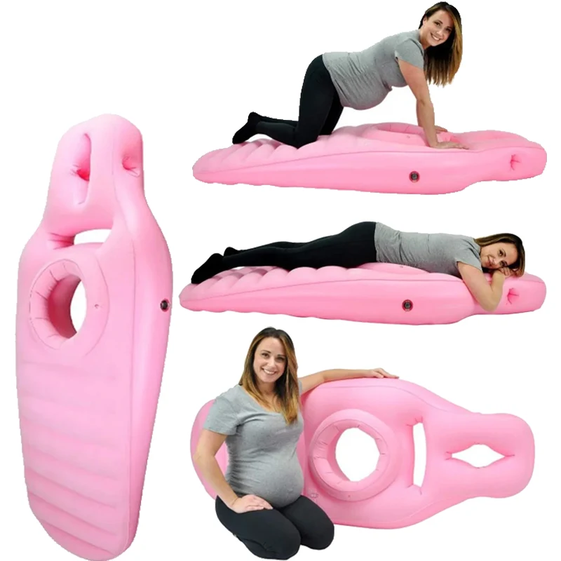 PVC Inflatable Yoga Mat Flocking Pregnancy Pillow O-Type Sleeping Bed Pad Outdoor Home Mattress Sports Gym Fitness Pilates Pads