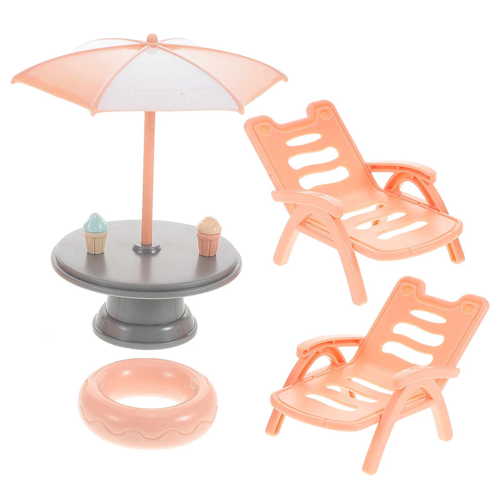 

Beach Chair Set Miniature Decor Sunshade Model Scene Playset Outdoor Furniture Accessories for Kids Plastic Simulated Child