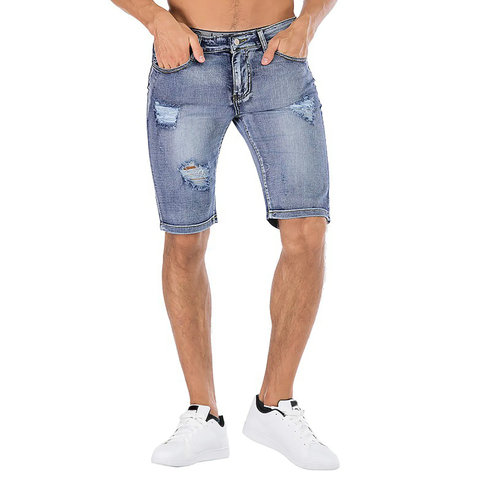 Calça jeans curta stretch slim fit masculina, shorts jeans elásticos, roupas de marca masculina, moda casual de alta qualidade, verão, nova