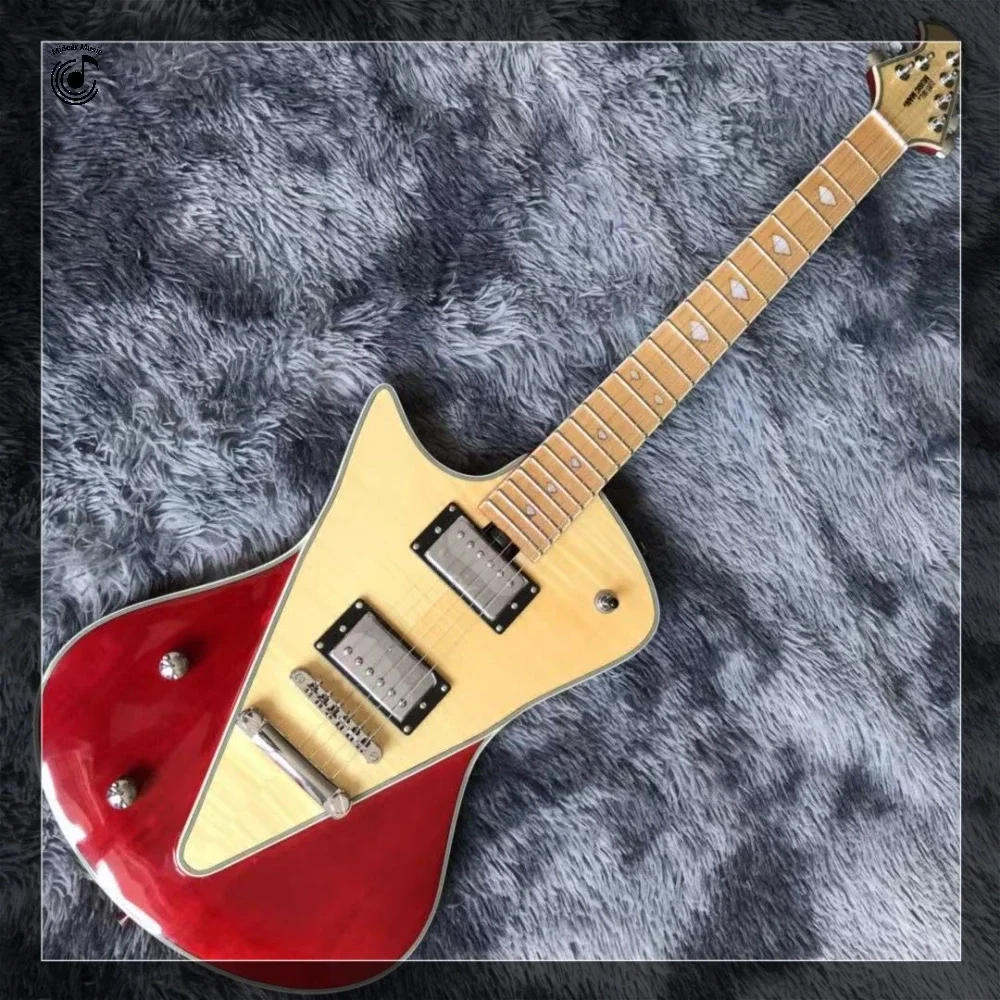 Left-Handed 6-String Electric Guitar Exquisite Rosewood Fretboard, Vibrant Red And Yellow Flame Design