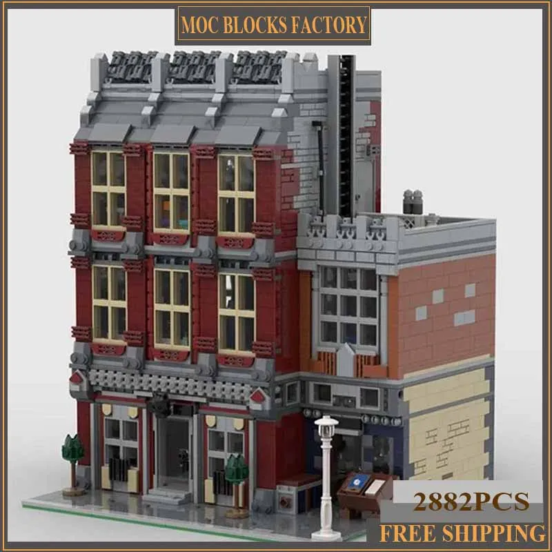 Technical Moc Bricks City Street View Model Town Cat Cafe Modular Building Blocks Gifts Toys For Children DIY Sets Assembling