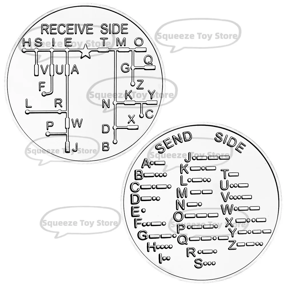 Morse Code Silvery Commemorative Coin - Unique Collector's Coin with Engraved Morse Code Message, for History Buffs, Gift Giving