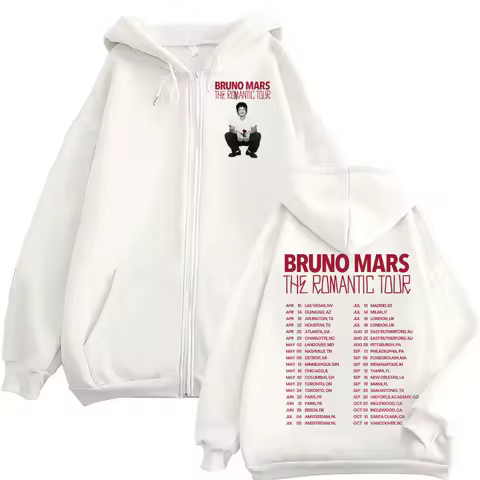 Singer Bruno Mars Fashion Album Tour Zipper Hoodie Men Women Casual Coats Jacket Autumn_Winter Y2K Long Sleeve Tracksuit Unisex