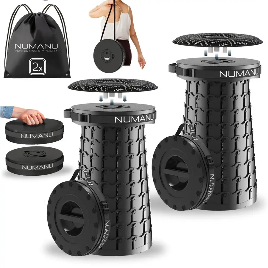 

2PACK 2025 Upgraded XXL Collapsible Stool 19.7, 1000lbs Max Weight, Wider amp Taller Pop Up Seat, Heavy Duty Portable Retractabl