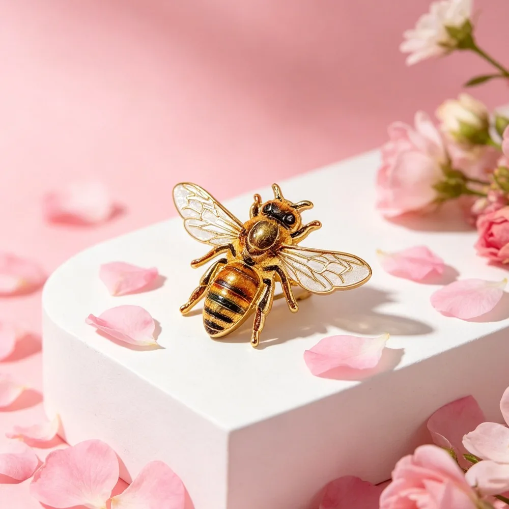 Vintage Emaille-Bienenbroschen-Set, Natur-Cottagecore-Stil Insekten-Anstecknadel, Niedliches Honigbienen-Accessoire für Frauen