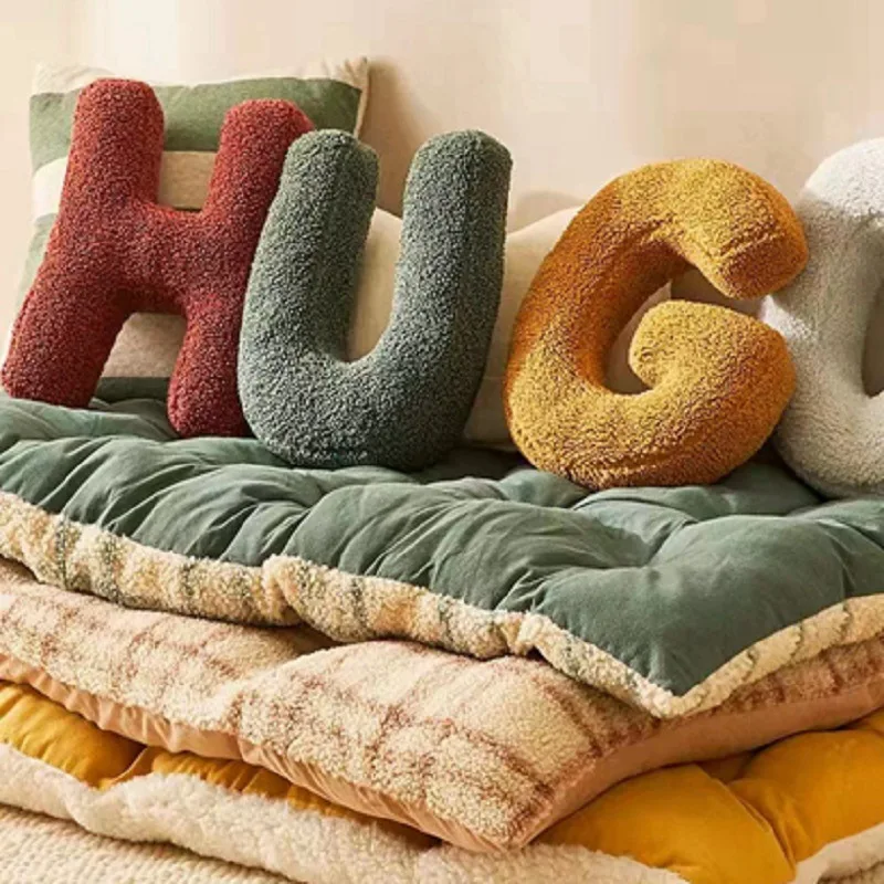 Simple English Letter Combination Throw Pillow Children ABCD Toy Sofa Cushion Shooting Props 38*30cm Room Decor