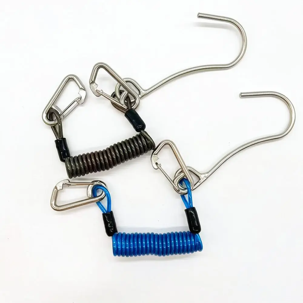 Underwater Scuba Drift Hook Stainless Steel Reef Hook With Flexible Coil Lanyard For Divemiao Diving Sports Equipment