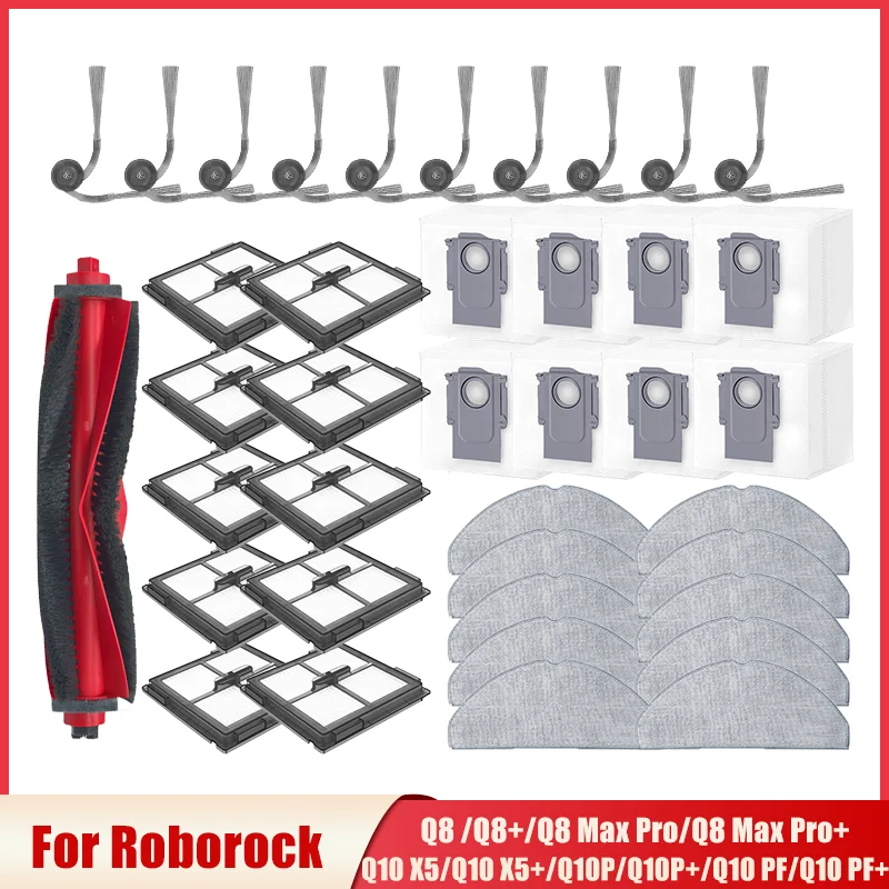 Для (Roborock Q10 X5 / Q10 PF / Q10P / Q8+ / Q8 Max Pro Plus) Робот-пылесос Основная щетка Швабра Тканевый фильтр Детали мешка для пыли