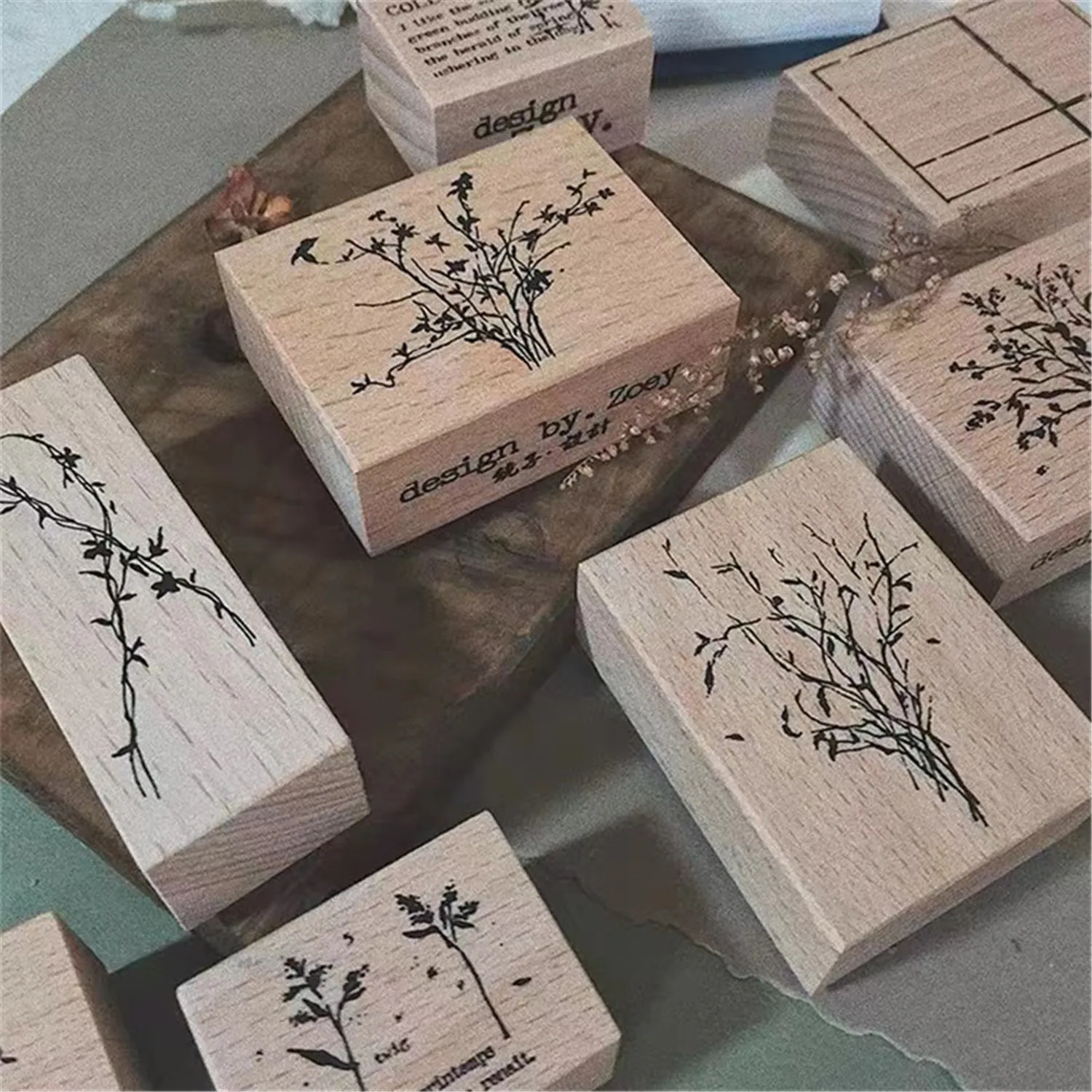 Vintage Zoey Spring Branch Wooden Rubber Stamp for DIY Scrapbooking Photo Album Card Making