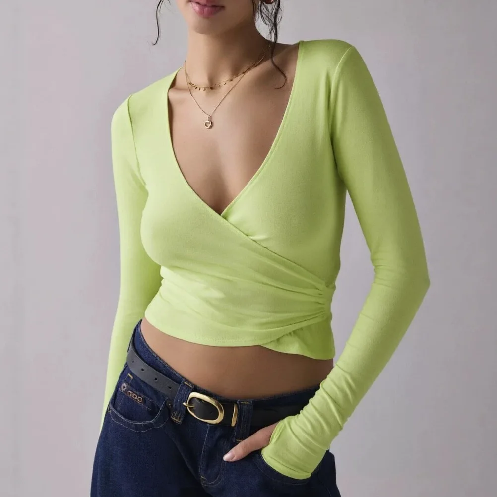 Run! And Autumn. New Cross-fit Slimming Waist Wrap V-neck Long Sleeve T-shirt For Women. Summer Maxi Dress Party Outfits Robe