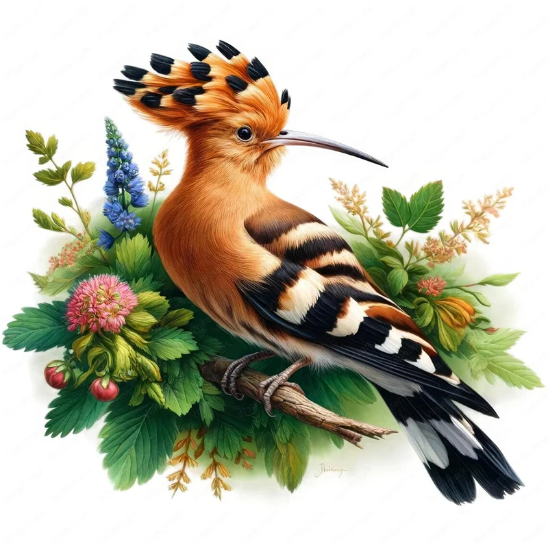 

QT612# Hoopoe Bird Wall Stickers, Toilet Seat Stickers, Bedroom Entrance Living Room Porch Home Decoration Wall Stickers