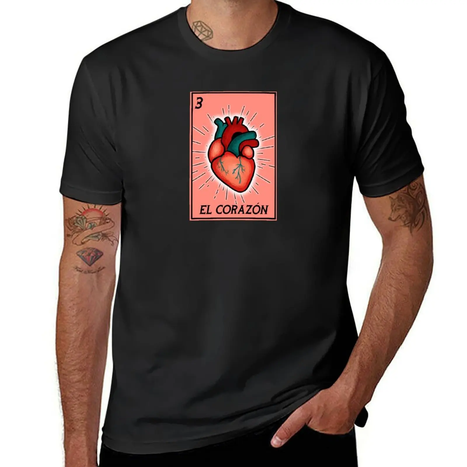 El corazon the heart loteria card T-Shirt cute clothes Short sleeve tee tops mens t shirt graphic