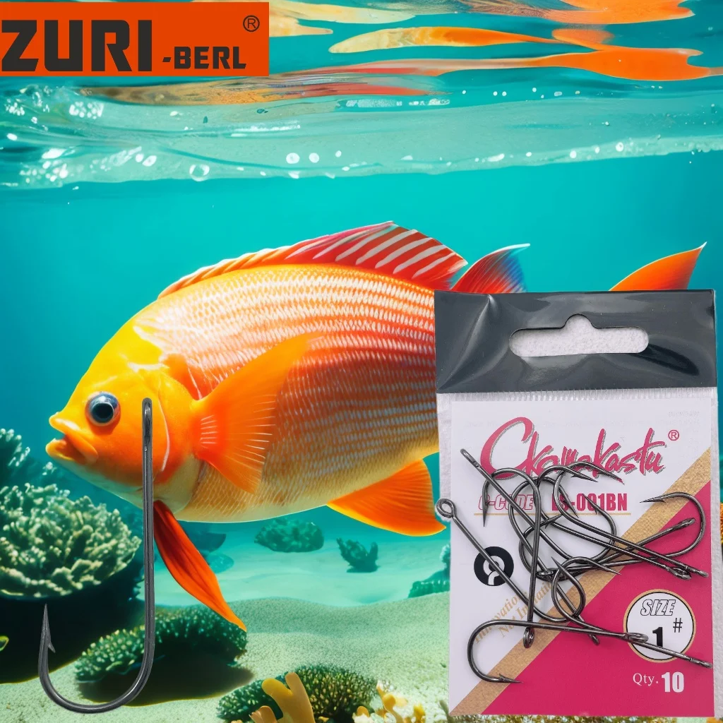 10 Uds. Anzuelos de pesca de agua salada, anzuelos en J, punta de aguja afilada fuerte, púas, ojo anillado, anzuelos de pulpo para pesca en agua salada
