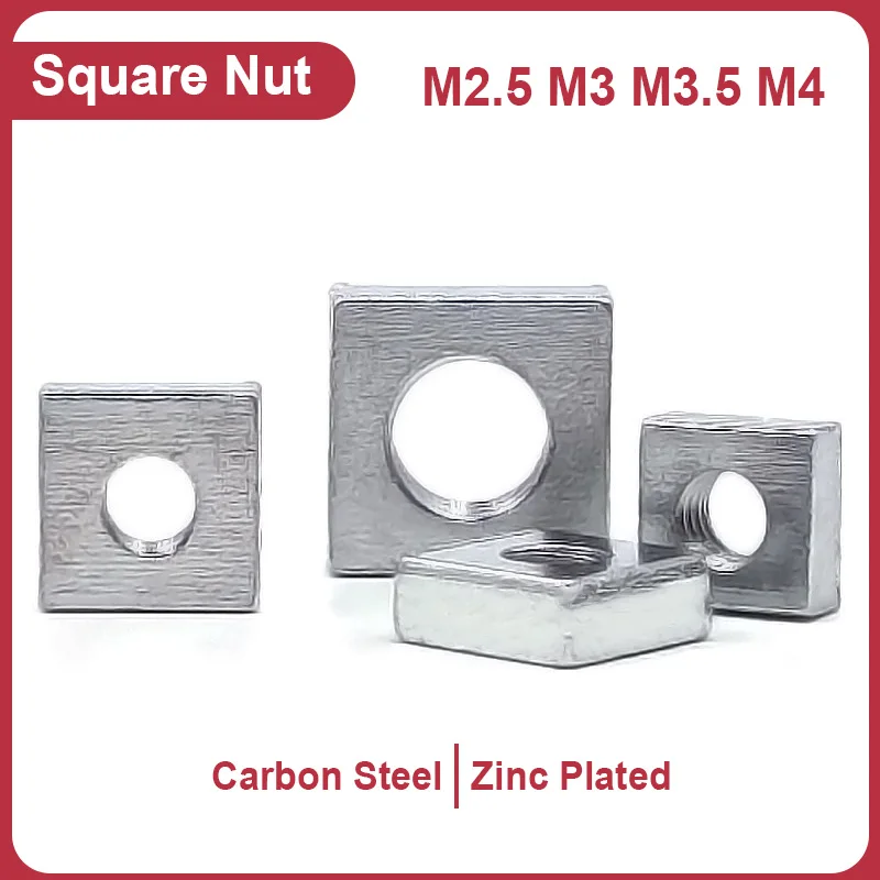 DIN562 Right Angle Square Nut White Zinc Plated Carbon Steel Fastener M2.5 M3 M3.5 M4 for Industrial Machinery DIY