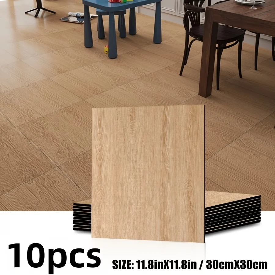 10pcs 30x30cm Self-Adhesive Wood Grain Wall and Floor Stickers, 30x30cm, Durable Decorative Vinyl for Office and Home Use