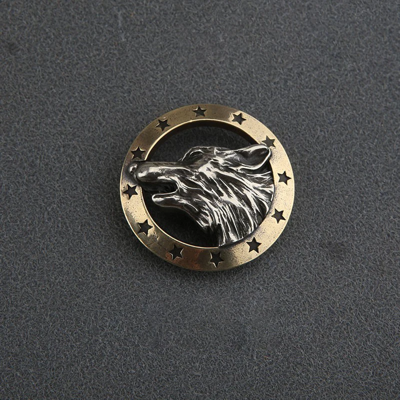 Brass Hollow Out Wolf Head Conchos Screw Back Leather Crafting Decoration For Belt Wallet Saddle Leathercraft Accessories