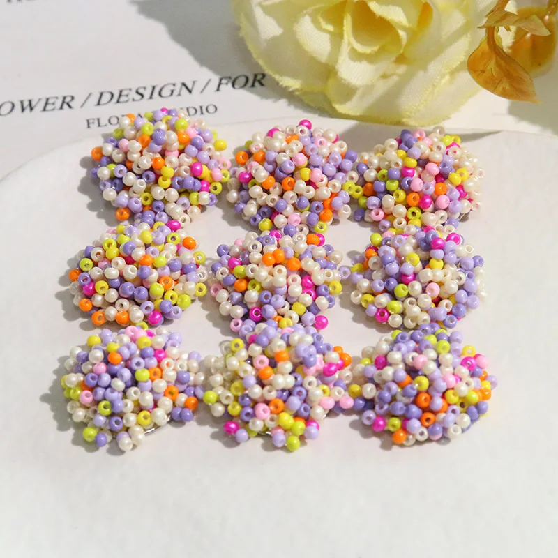 Shoe Charms 1Pc Dopamine Colorful Flower Seed Bead Cute DIY Fashion for Clogs Jelly Shoes Korean Style Princess Shoe Decorations