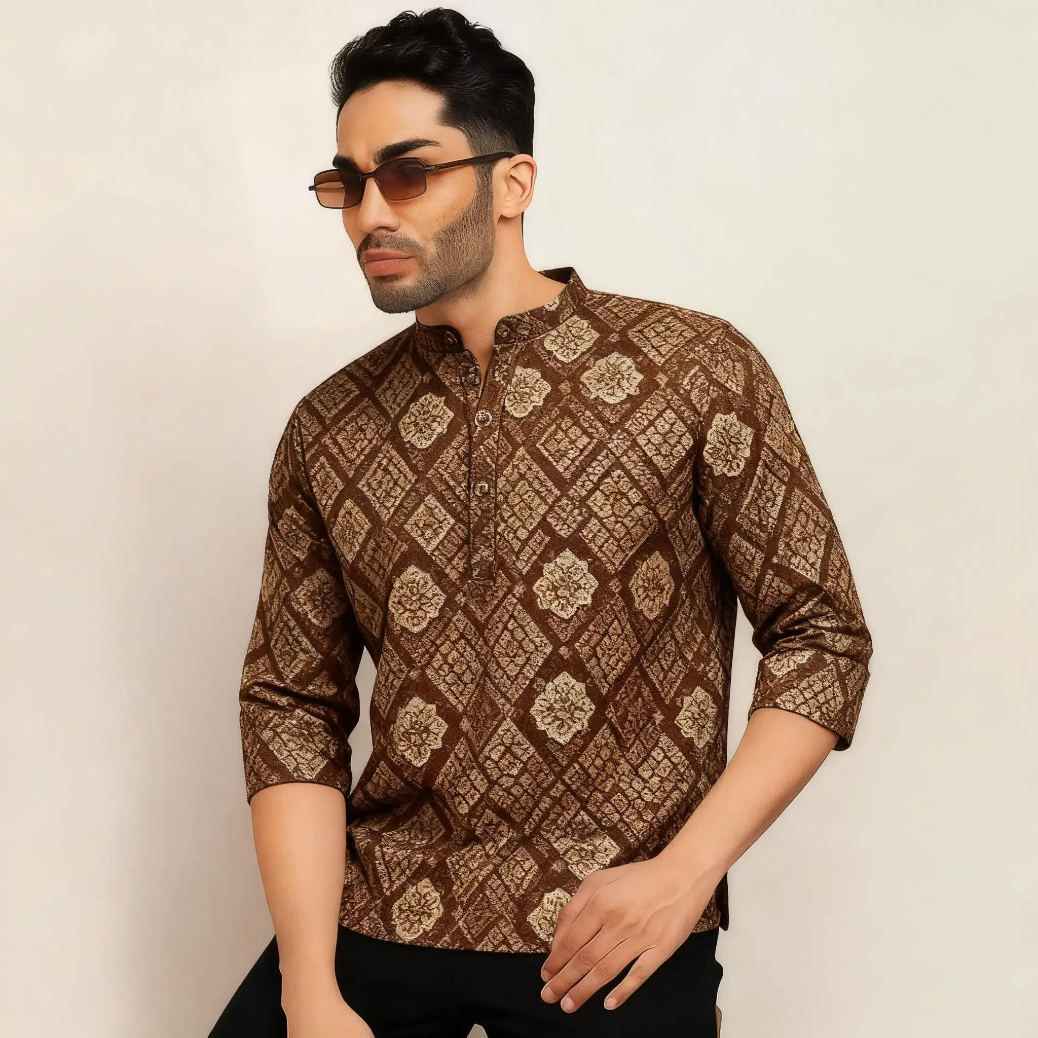 

Традиционная одежда для мужчин, азиатские и южноазиатские стили, мужские рубашки поло с воротником-стойкой, Ближневосточный национальный стиль