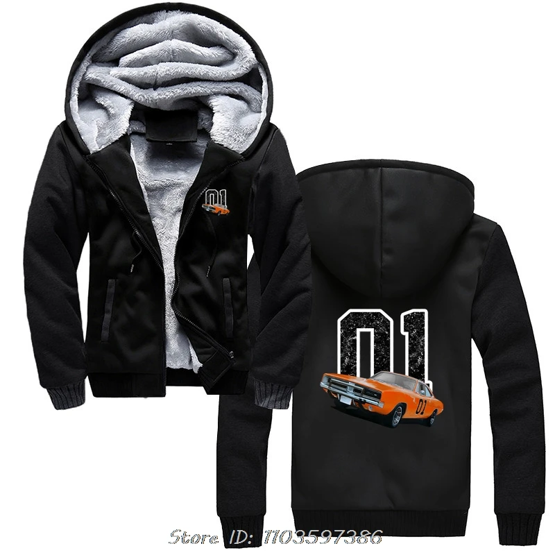 General Lee Charger Paul Kuras Hoodie Car Moto Hoody Cotton Men's Jacket Zip Up Hoodies  Graphic Tops Winter Coats Streetwear