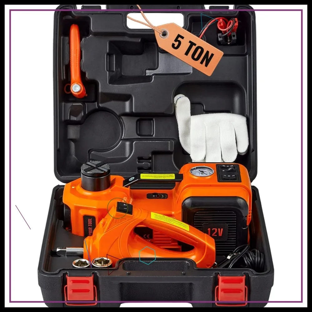 

5-тонный домкрат для электромобиля с гидравлическим подъемником, ударным гайковертом, воздушным насосом и светодиодной подсветкой для ремонта шин грузовиков внедорожников