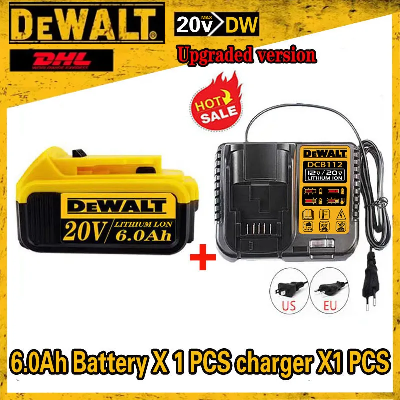 Обновленный аккумулятор Dewalt DCB200 20 В 6000 мАч, для Dewalt 18 В DCB184 DCB200 DCB182 DCB180 DCB181 DCB182 DCB201, аккумулятор для инструментов