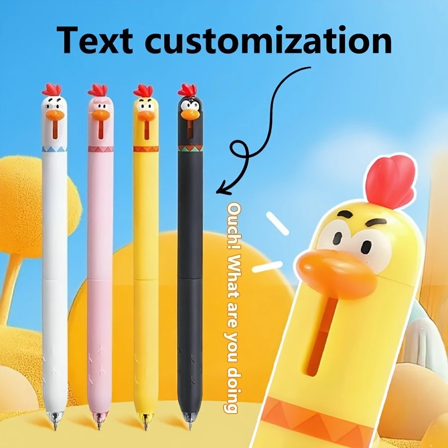 4pcs Chicken Shaped Ballpoint Pen, Student Stress Relieving Click Pen, Perfect Choice for Teacher's Day or Back To School Gifts