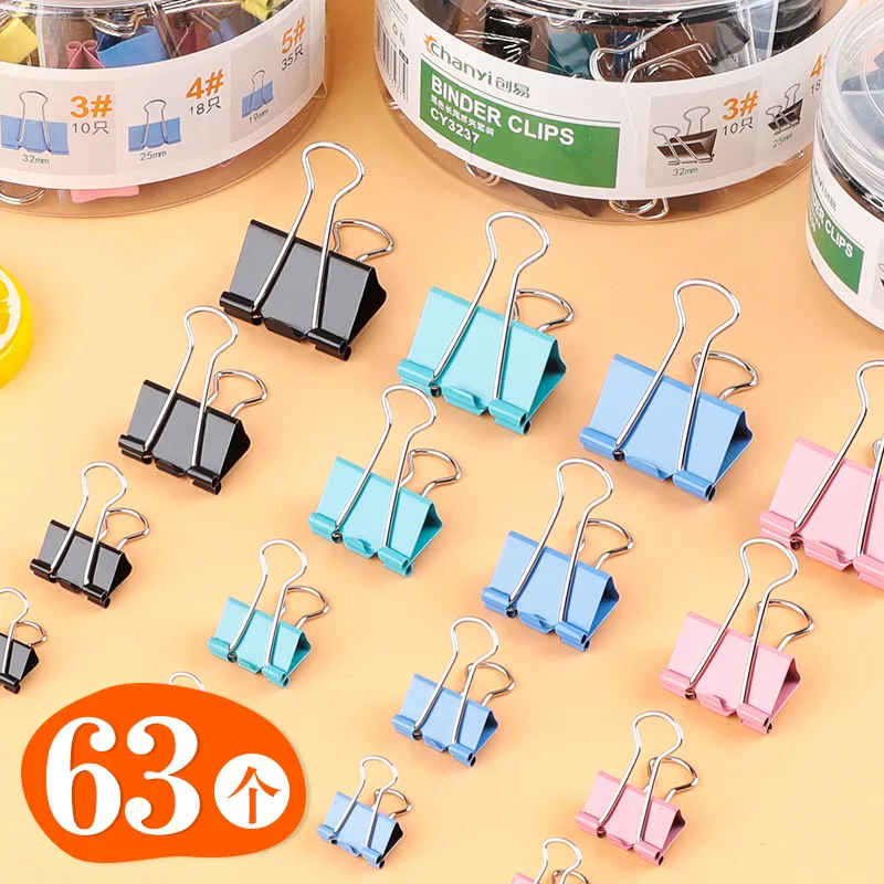 50-63 Pcs/Lot Metal Mixed Binder Clip Stationery Long Tail Clip Folder Colored Dovetail Clips