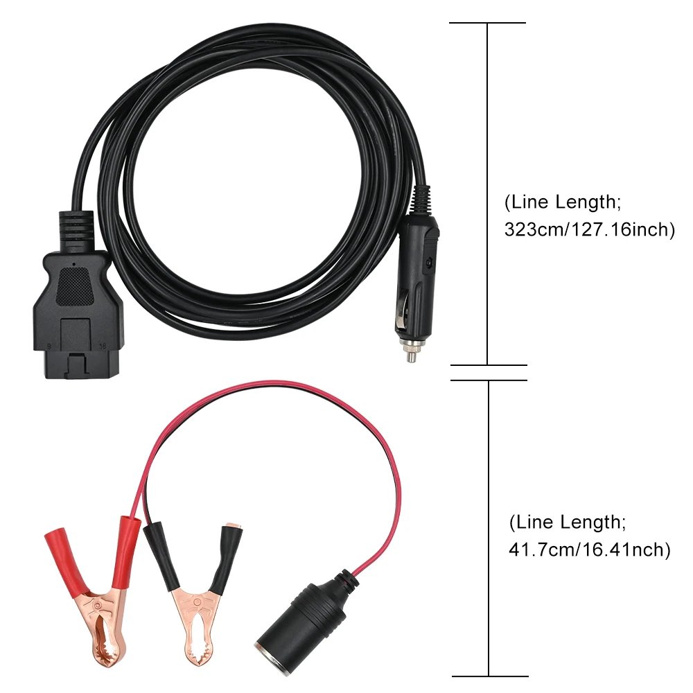  12V Car Cigarette Lighter Extension Cable Charger With Crocodile Clip Connecting Wire  Socket Plug Emergency power combination