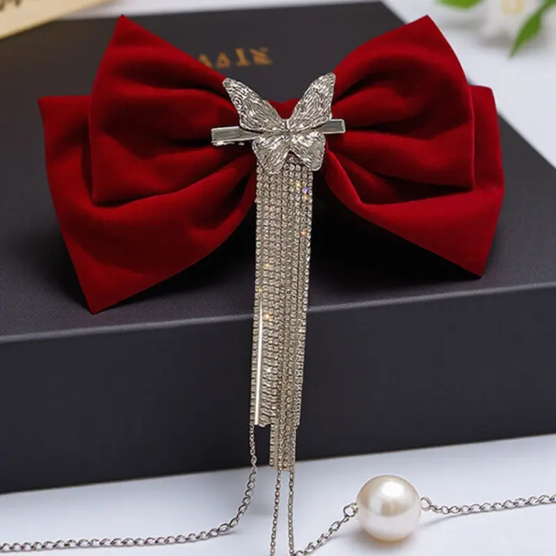 

Exquisite Bow Hair Clip with Elegant Bow Tassel Design for Thick Or Thin Straight Curly Hair Perfect for Weddings Parties Travel