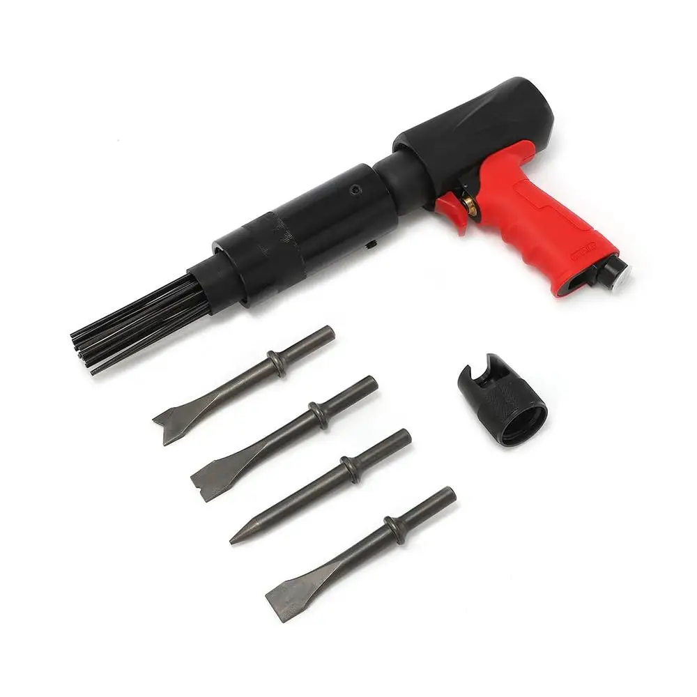 Pneumatic Needle Scaler & Air Hammer Pistol Combo 19 Needles 4 Chisels Compact Lightweight Powerful Ergonomic Grip Positive