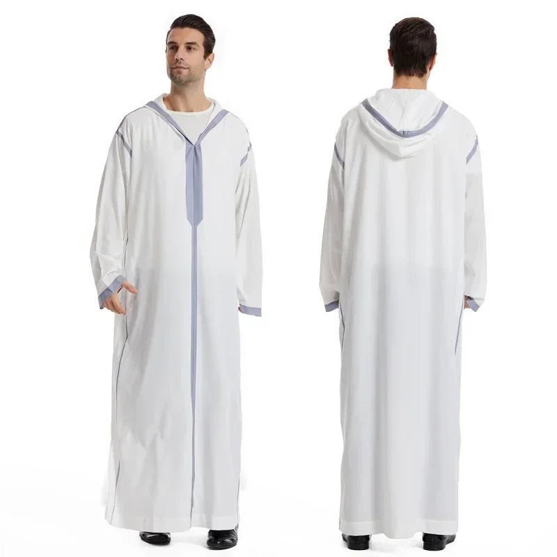 Vestido largo con capucha para hombre, traje tradicional islámico musulmán, Jubba Thobe, Arabia Saudita, Kaftan, Ramadán, S-3XL