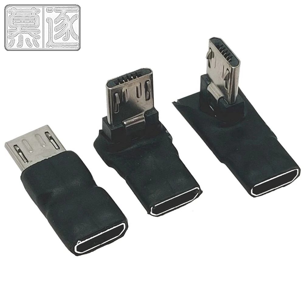 90 graus usb esquerda & direita & up & down ângulo micro 5pin fêmea para micro usb macho adaptador de dados para mini conector usb plug micro usb
