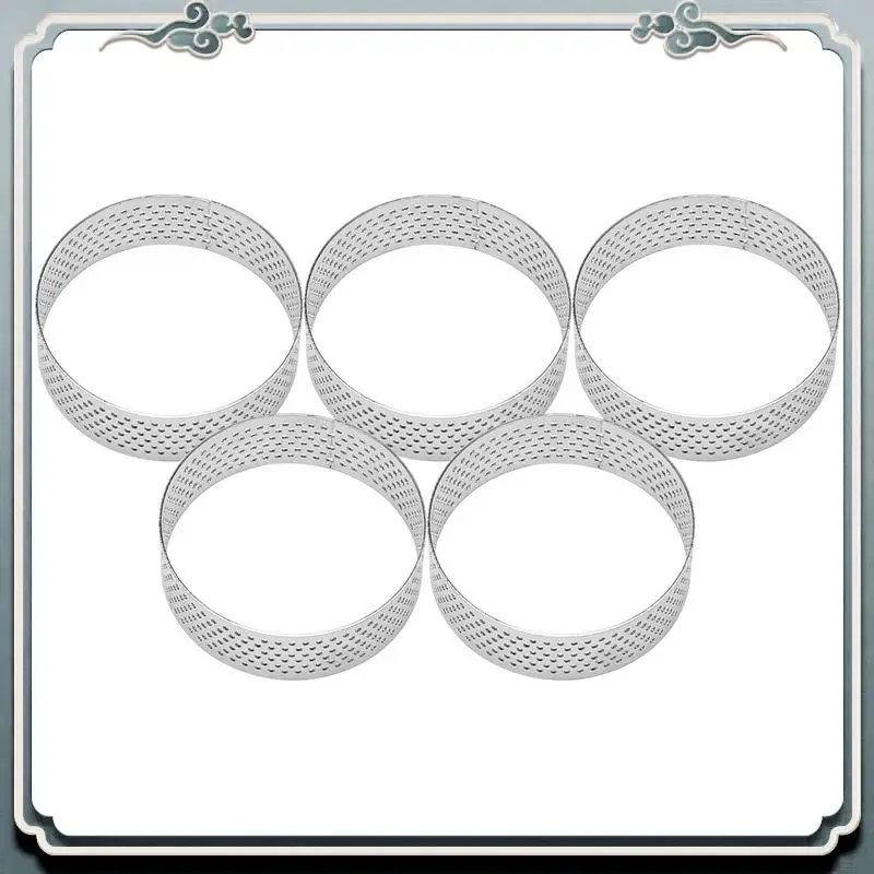 AC76-50Pcs 6Cm Circular Tart Ring Dessert Stainless Steel Perforation Fruit Pie Quiche Cake Mousse Mold Kitchen Baking Mould