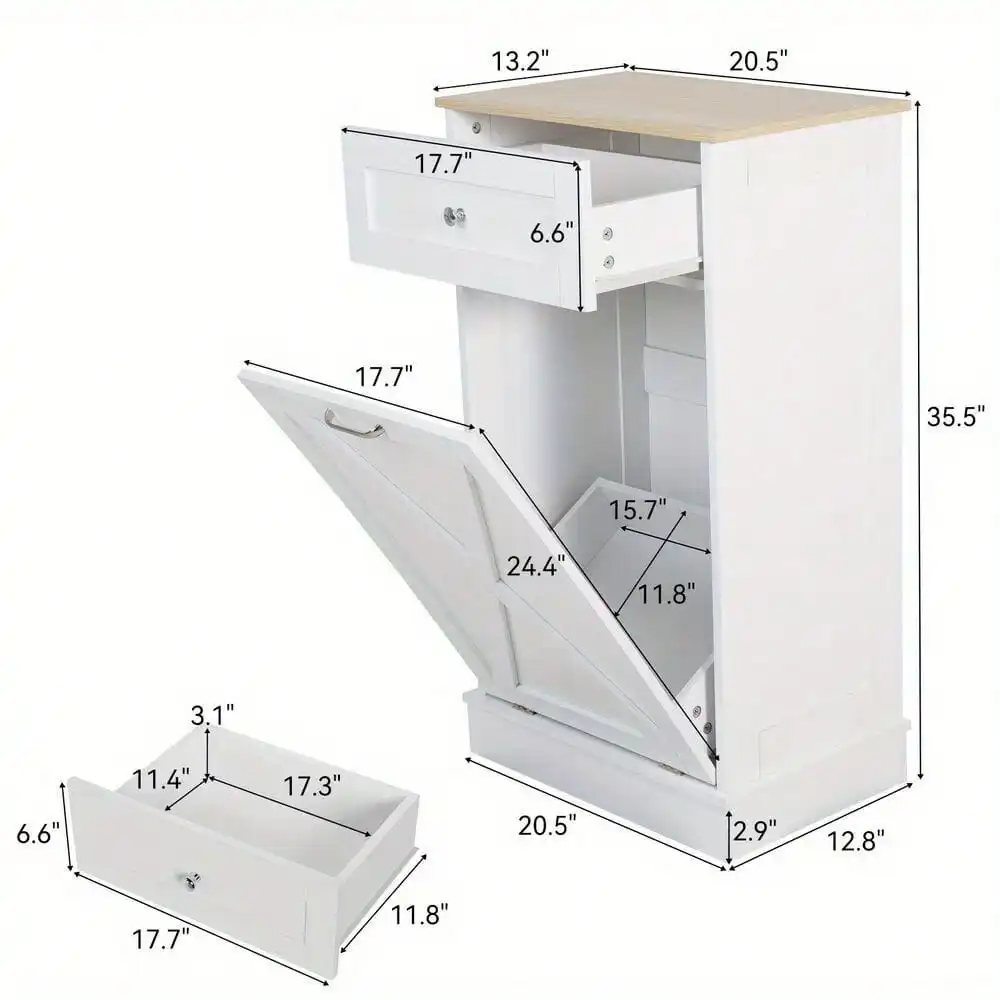 Kitchen Storage Tilt Out Trash Can Cabinet dual purpose with Drawers