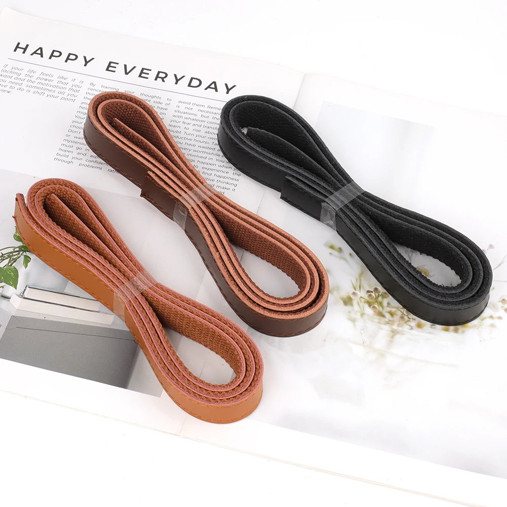 2cm Wide Braided Cowhide Leather Strap 120cm Long Findings Flat Leather Cord String Rope DIY Bag Handle Luggage Bracelet Making