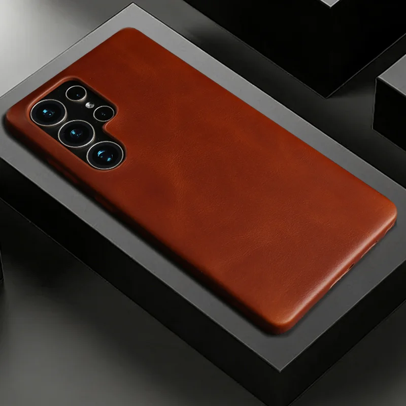 

Genuine Leather Case For Samsung Galaxy S25 Ultra S24 Plus S23 S22 S20 FE S10 Note 10 20 Ultra A16 A17 A55 Back Cover Case Coque