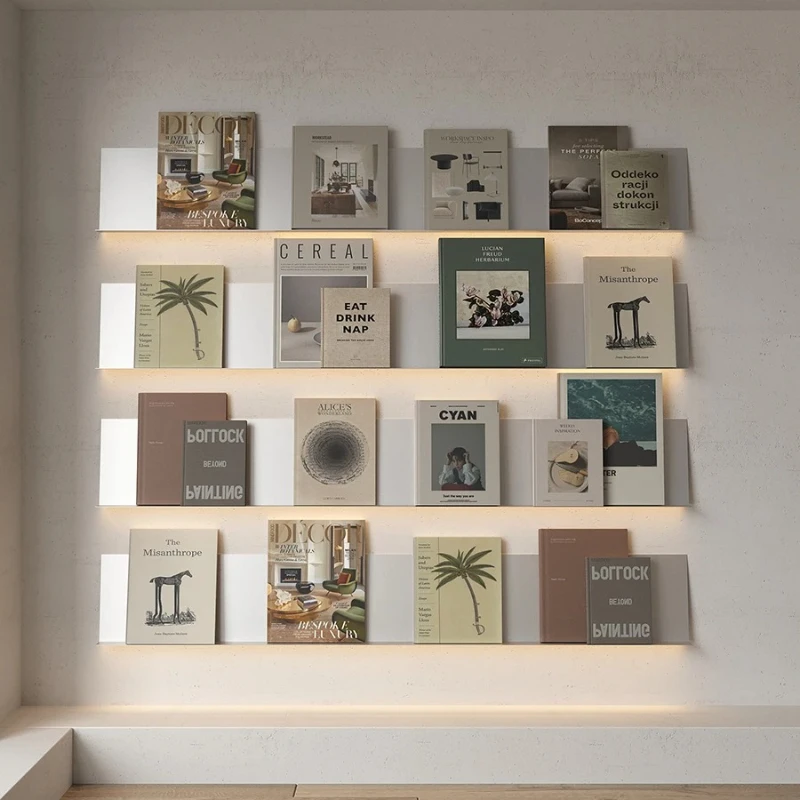 

‌LED Wall Mounted Shelf - Stainless Steel Rack for Vinyl, Perfume, Books & Decor with Light, Floating Organizer