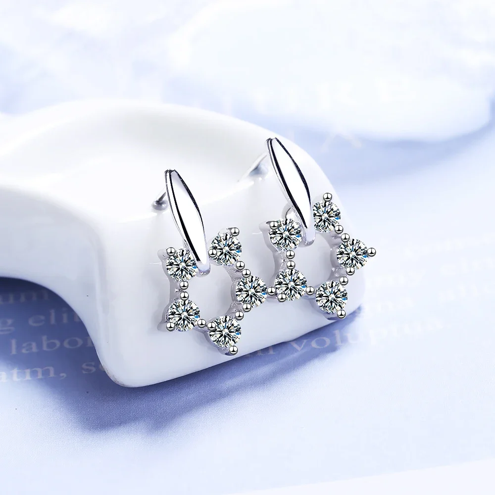 Novo design de jóias de casamento luxo claro aaa zircônia austríaca brinco elegante 925 prata esterlina flor brincos para mulher