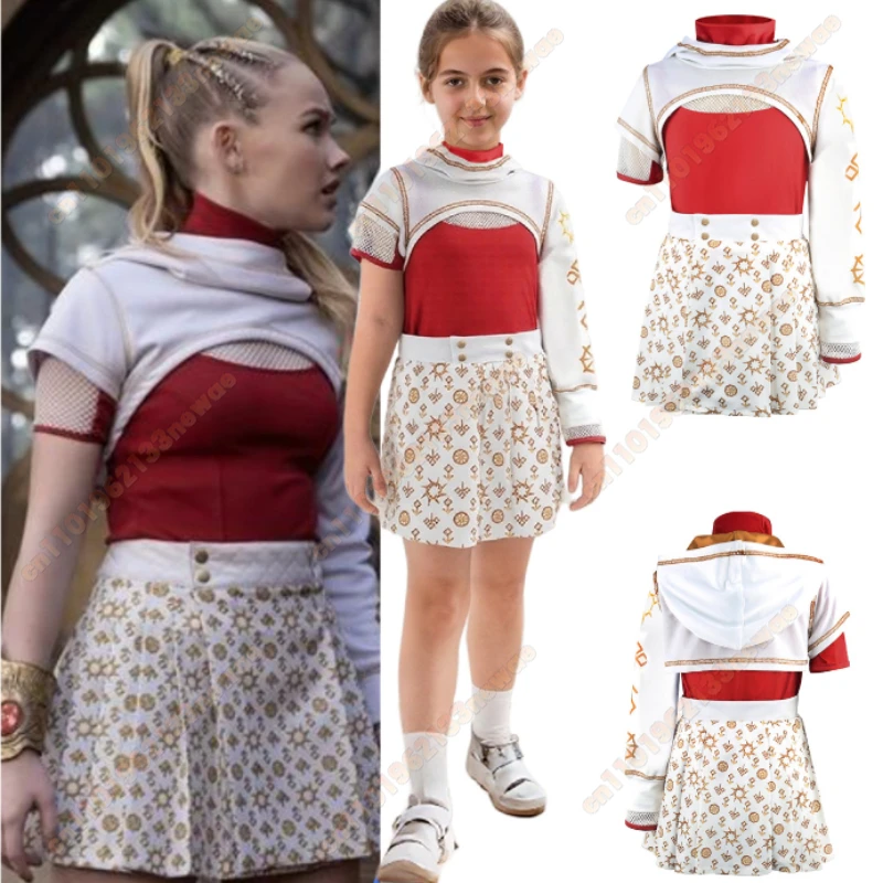 

Girls Zombies Cheerleader Cosplay Costume Hoodies Top+Printed Skirt With Accessories For Halloween Themed Party Dress Up Outfits