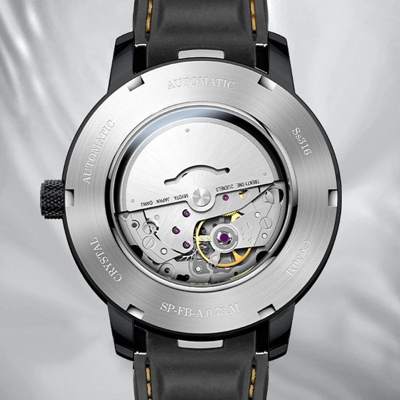 LOBINNI Orologio meccanico automatico da uomo nuovo Movimento MIYOTA Orologio da polso con cinturino in caucciù con specchio in zaffiro Orologio luminoso per il tempo libero