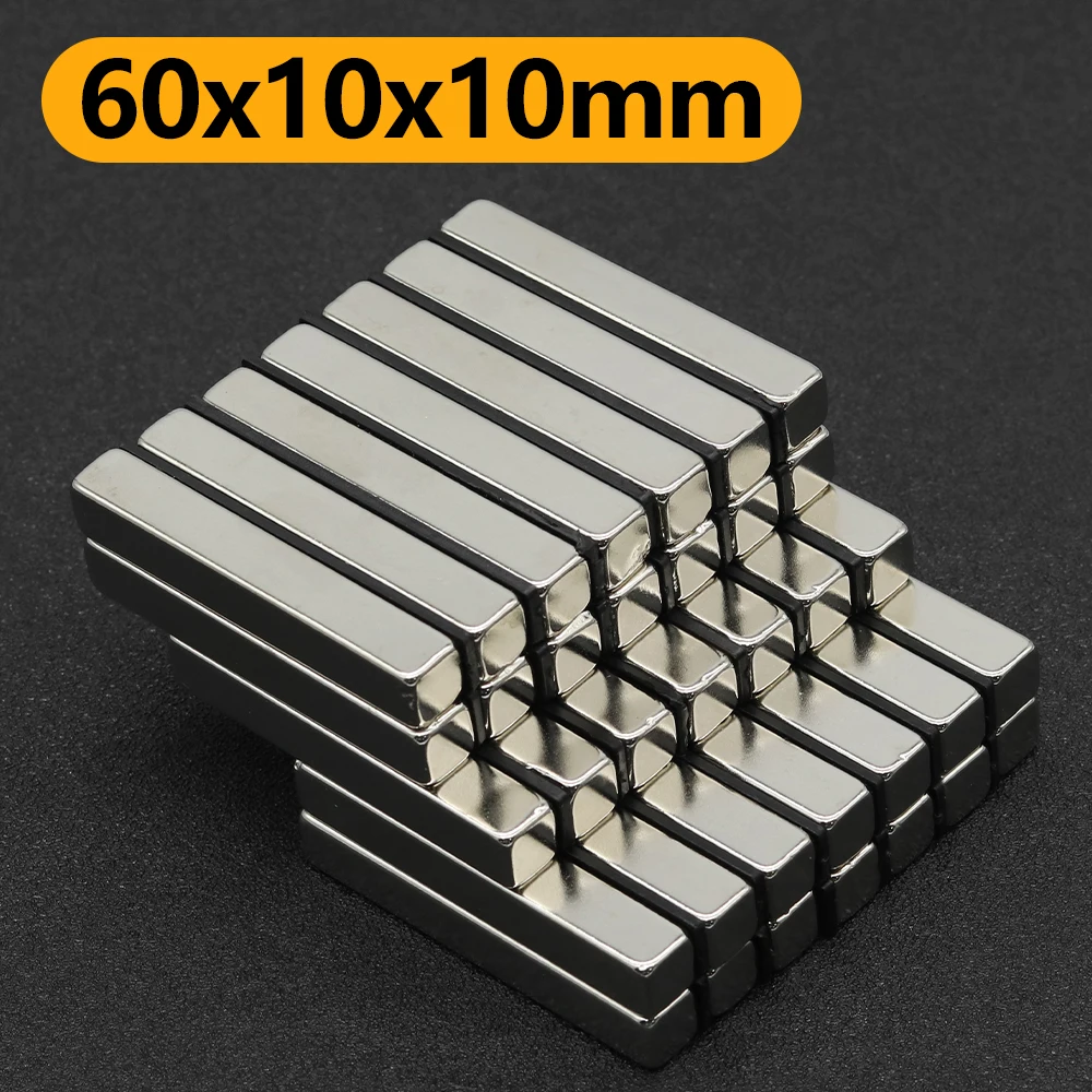 1/2/5/10/20Pcs 60x10x10 N35 NdFeB Block Super Powerful Strong Permanent Magnetic imanes 60mm x 10mm x 10mm Neodymium Magnet