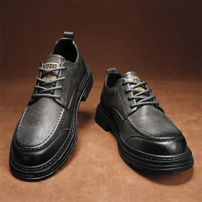 

Men's Classic Casual Leather Shoes Luxury Classic Gentleman Style Work or office Hot selling shoes lace-up Black gray versatile