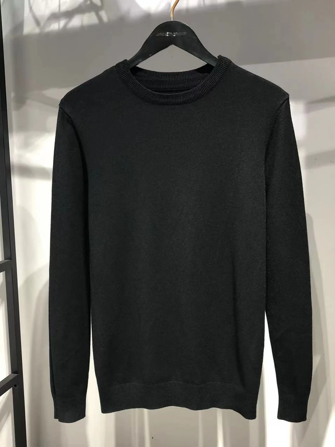 

Soft Skin-Friendly Pure Bla Wool Knitwear for Men Thi Autumn Winter Casual Sle round Ne Pullover Comfortable Fit