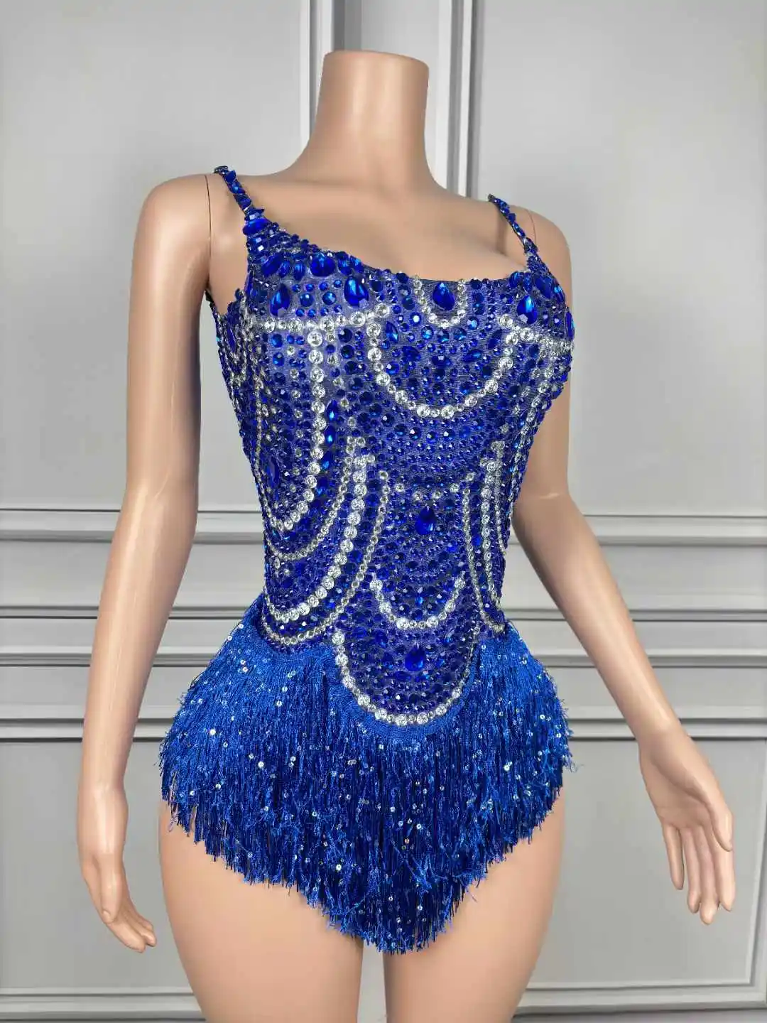 Body da donna con frange senza schienale Body da ballo latino jazz Oro Nero Rosso Body Tute Cheerleader Las Vegas Showgirl Stage Wear