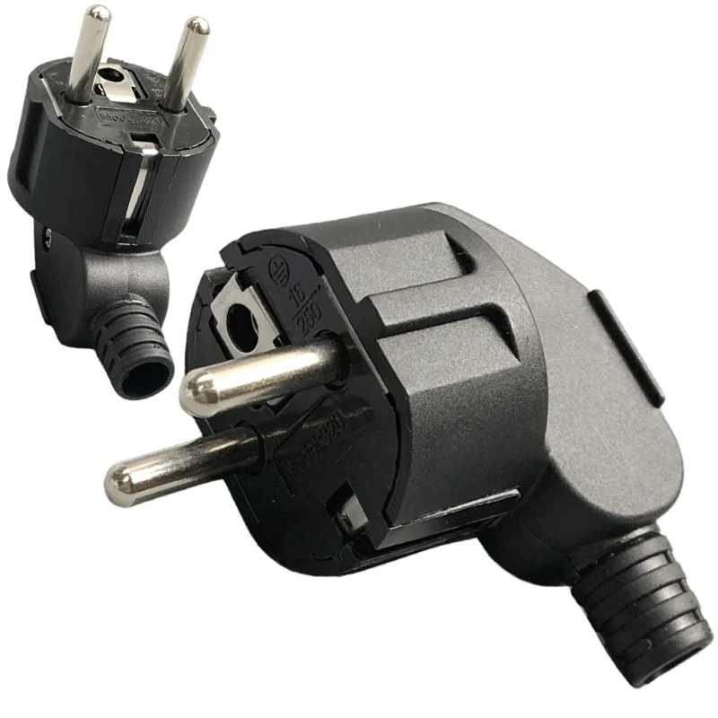 1PCS  EU Schuko Rewireable Plug 16A 250V European 2 Pin Angle Power Plug Detachable Assembly Wiring Plug  Germany France Russia