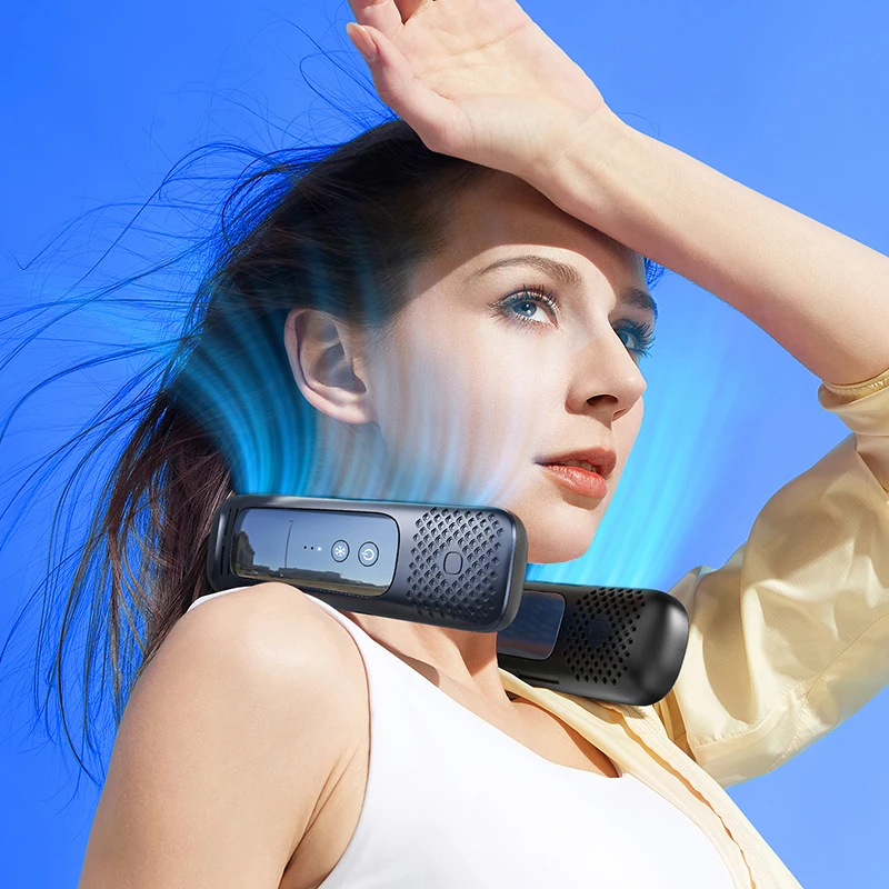 Mini Cooling Fan USB Rechargeable Leafless Portable Sports Hanging Neck Fanportable Hanging Neck Fan
