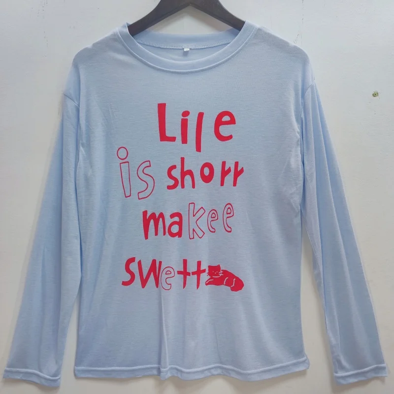 Camisetas de manga larga de algodón para mujer, Harajuku gótico de gran tamaño Y2K, adorno de encaje estético, Tops informales elegantes y cómodos ajustados