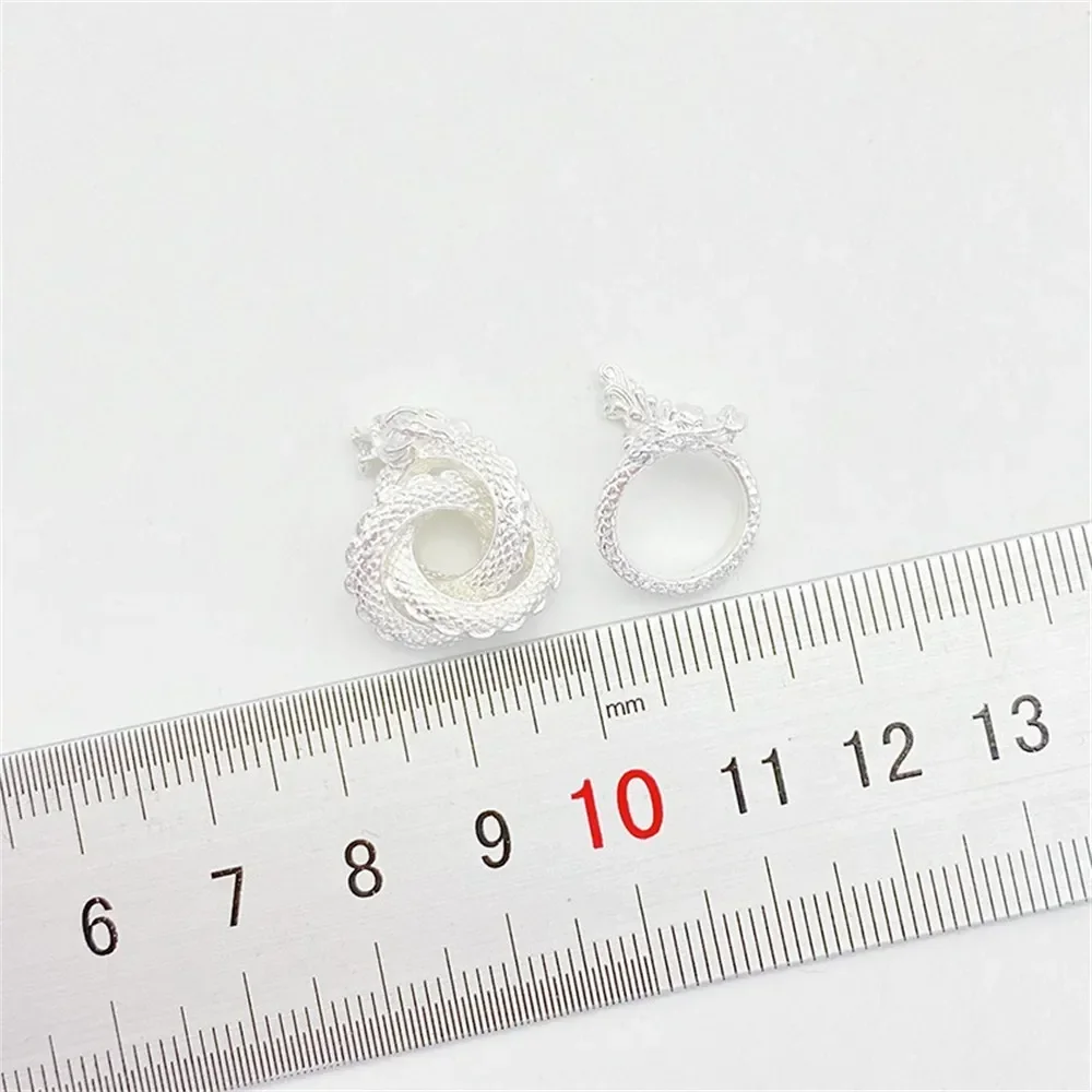 Thick-plated Silver Dragon Winding Running Ring Loose Bead Pan Bead Partition Handmade DIY Bracelet Jewelry Material Accessories