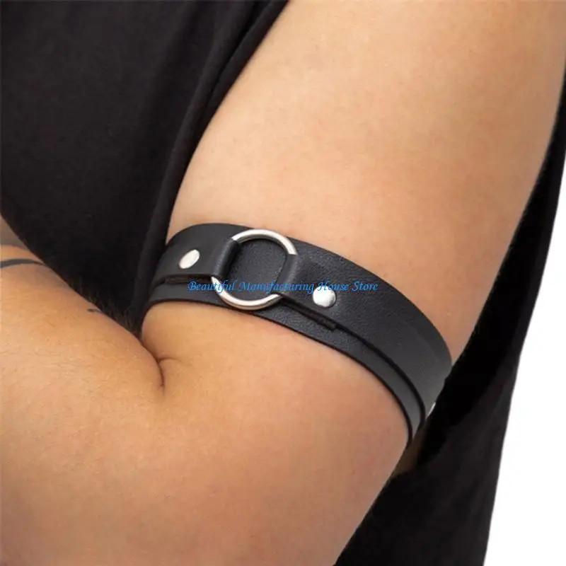E56A Gothic Themed Arm Bracelet for Men Wide Design Gothic Halloween Accessory