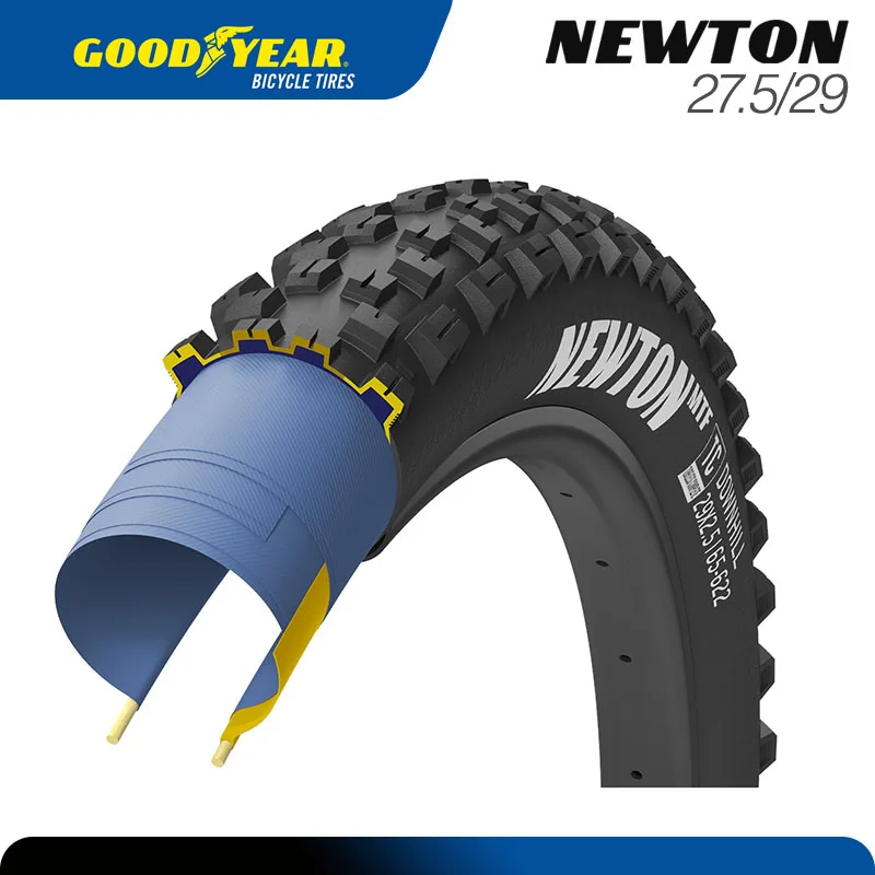 Goodyear MTB-Reifen 27,5 Newton MTF Downhill 27,5/29x2,5 Reifen Tubeless Komplett 60 TPI Schwarz TC/GRIP3/E25 Faltbarer Reifen